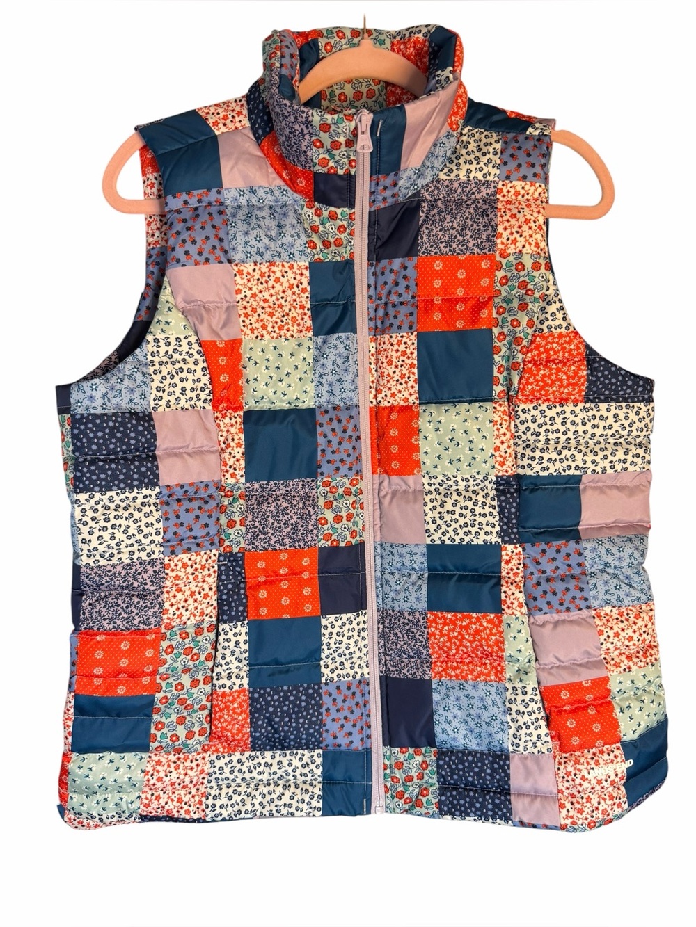 Lands' End Patchwork  Print Down Puffer Vest